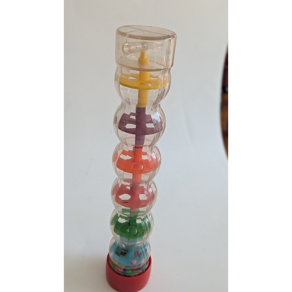 Blue Box Toys Rainmaker Sensory Instrument 12 Inch Multicolor Bead Rattle Toy